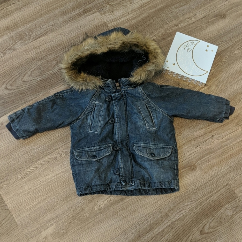 babyGap Boy's Denim Hooded Snorkel Jacket